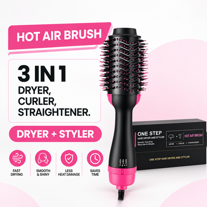 4-in-1 One Step Hot Air Brush | Hair Dryer & Styler for Smooth Volume Rewell
