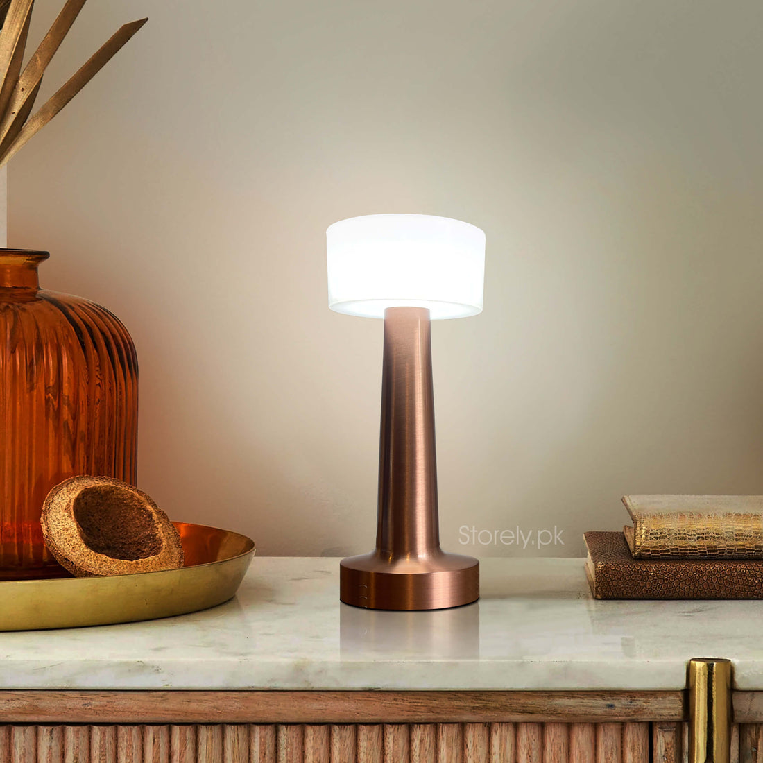 Dumbbell Shape Retro Style Rechargeable Metal Touch Lamp - USB Charge Rewell