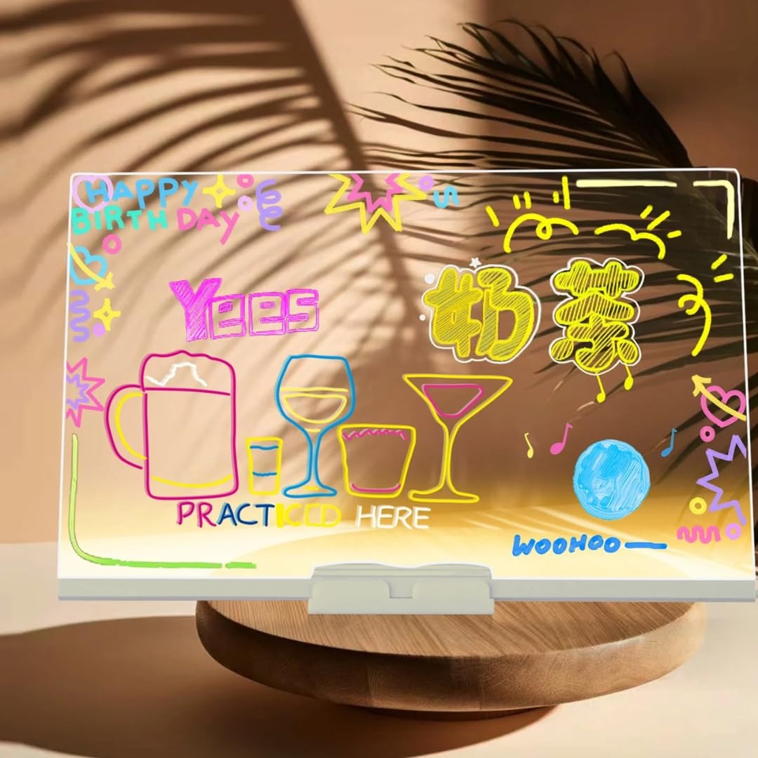 LED Acrylic Drawing Board for Kids – 12×8 Inch Reusable Glow Writing Board with 7 Neon PensLED Acrylic Drawing Board for Kids – 12×8 Inch Reusable Glow Writing Board with 7 Neon Pens Rewell