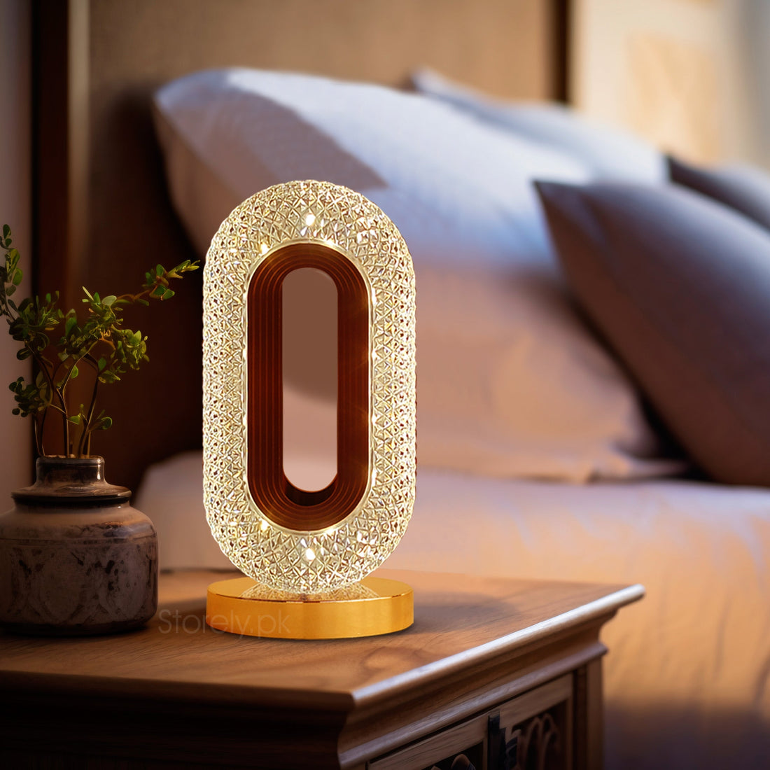 Oval Crystal LED Table Lamp - Decorative Night Light with Touch Sensor - Pack of 2 Rewell
