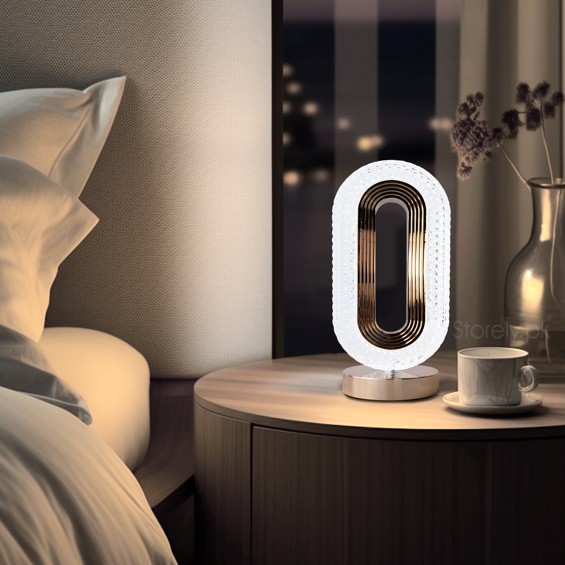 Oval Crystal LED Table Lamp - Decorative Night Light with Touch Sensor - Pack of 2 Rewell
