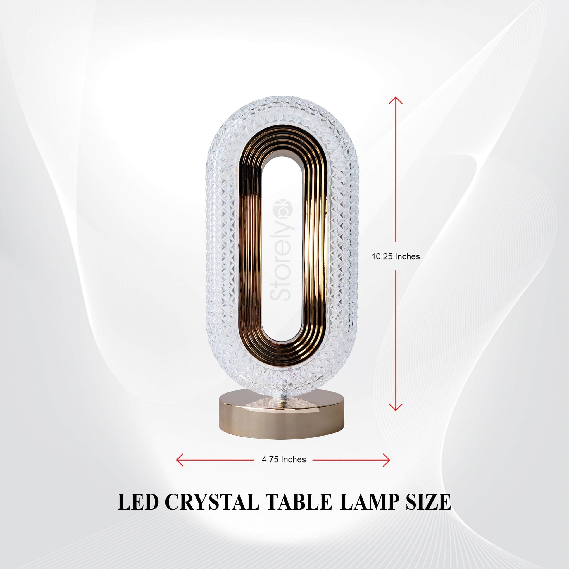 Oval Crystal LED Table Lamp - Decorative Night Light with Touch Sensor - Pack of 2 Rewell