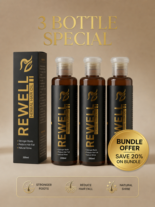 Rewell Herbal Hair Oil - Save 20% on Bundle of 3 - Get Stronger, Longer & Healthier Hair Naturally