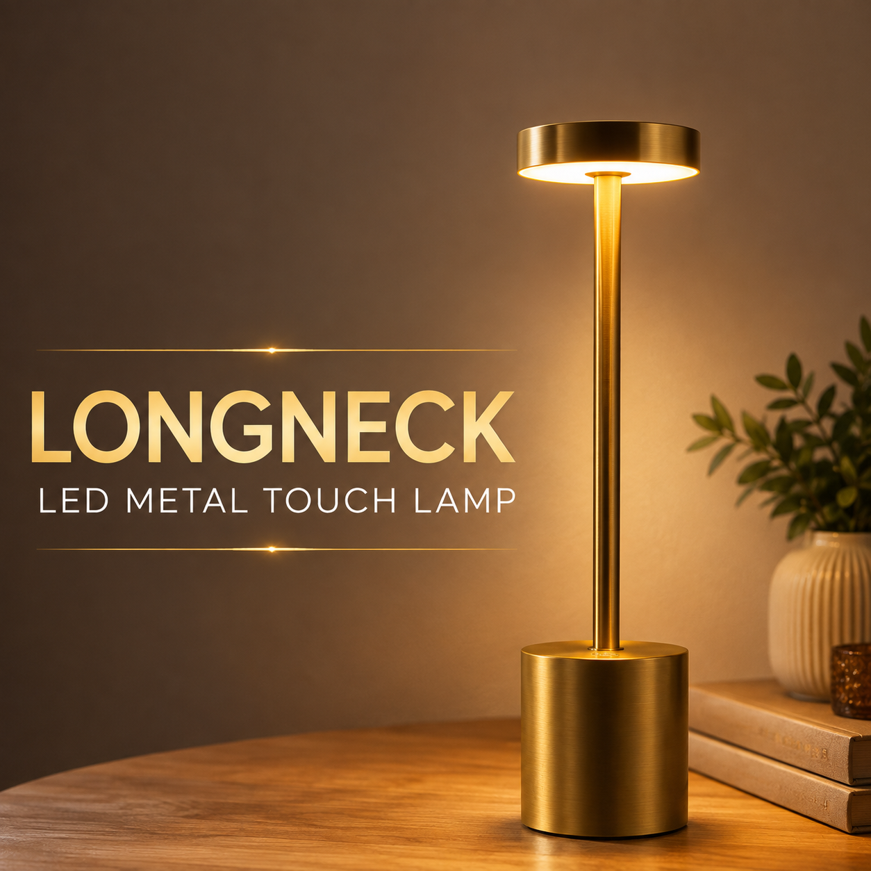 Long Neck Metal Touch Sense LED Lamp – Modern Minimalist Design, Recha storely