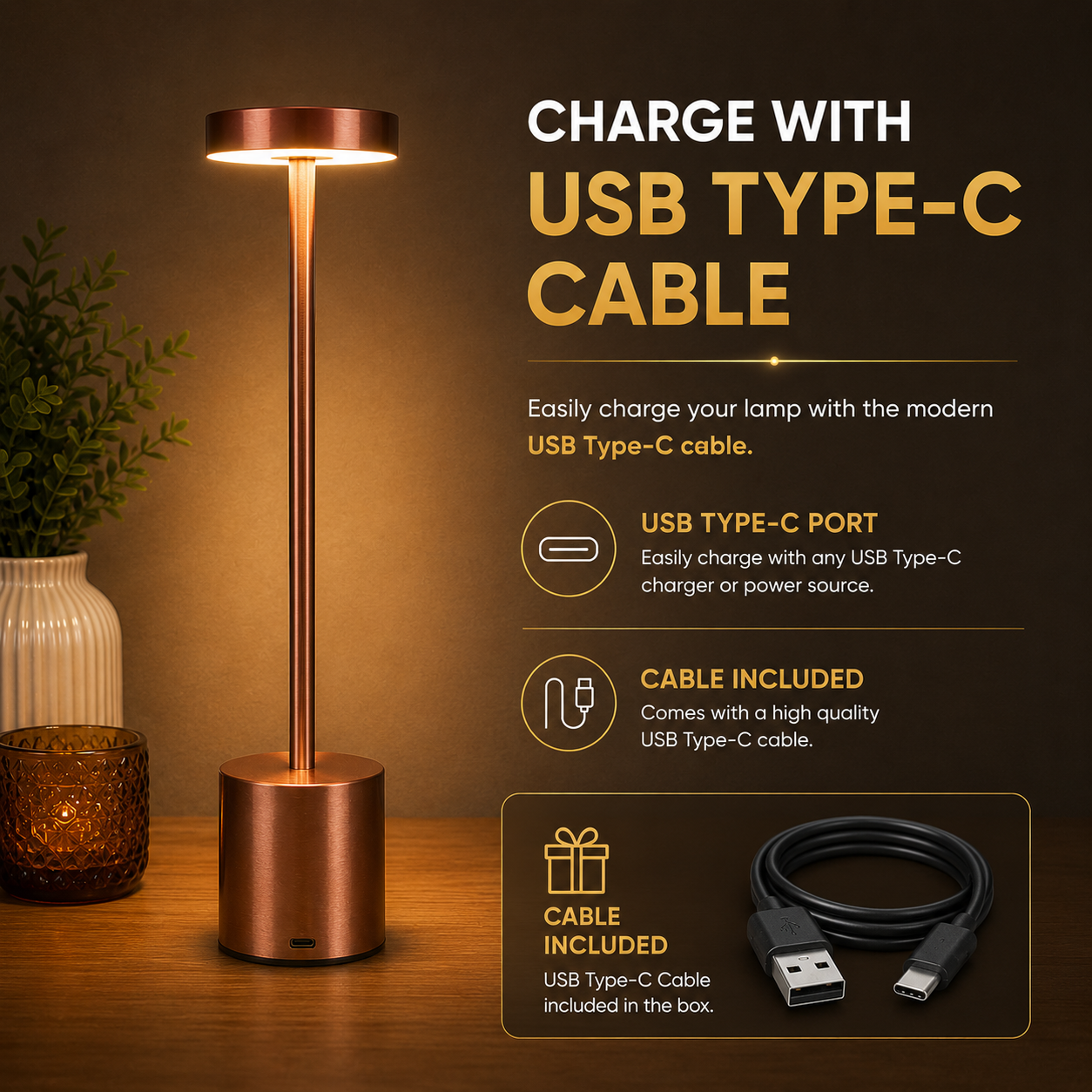Long Neck Metal Touch Sense LED Lamp – Modern Minimalist Design, Recha storely